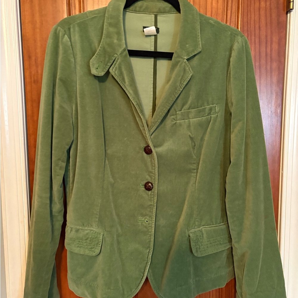 J. Crew Green Velvet Blazer